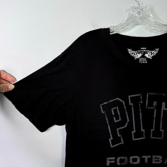 Pitt Football Savvy University of Pittsburgh Black Short Sleeve T-Shirt Men's L - Picture 5 of 9